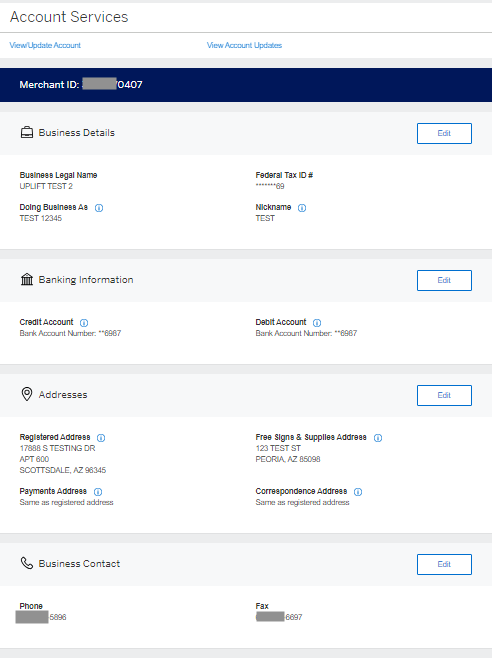 Screenshot of the "Edit" button for account information